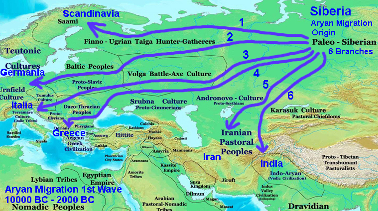 012 Aryan Migration 1st Wave 10,000 BC-2000 BC Map